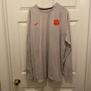 Clemson Tigers Football Team Issued Nike Dri-Fit Long Sleeve Gray T-Shirt 2XL